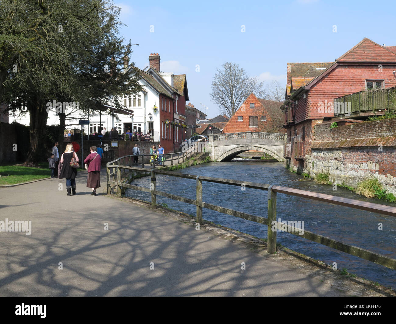 Winchester: Fiume Itchen riverside walk Foto Stock