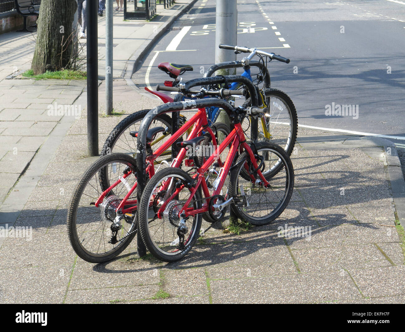 Winchester: città-centro parcheggio biciclette Foto Stock