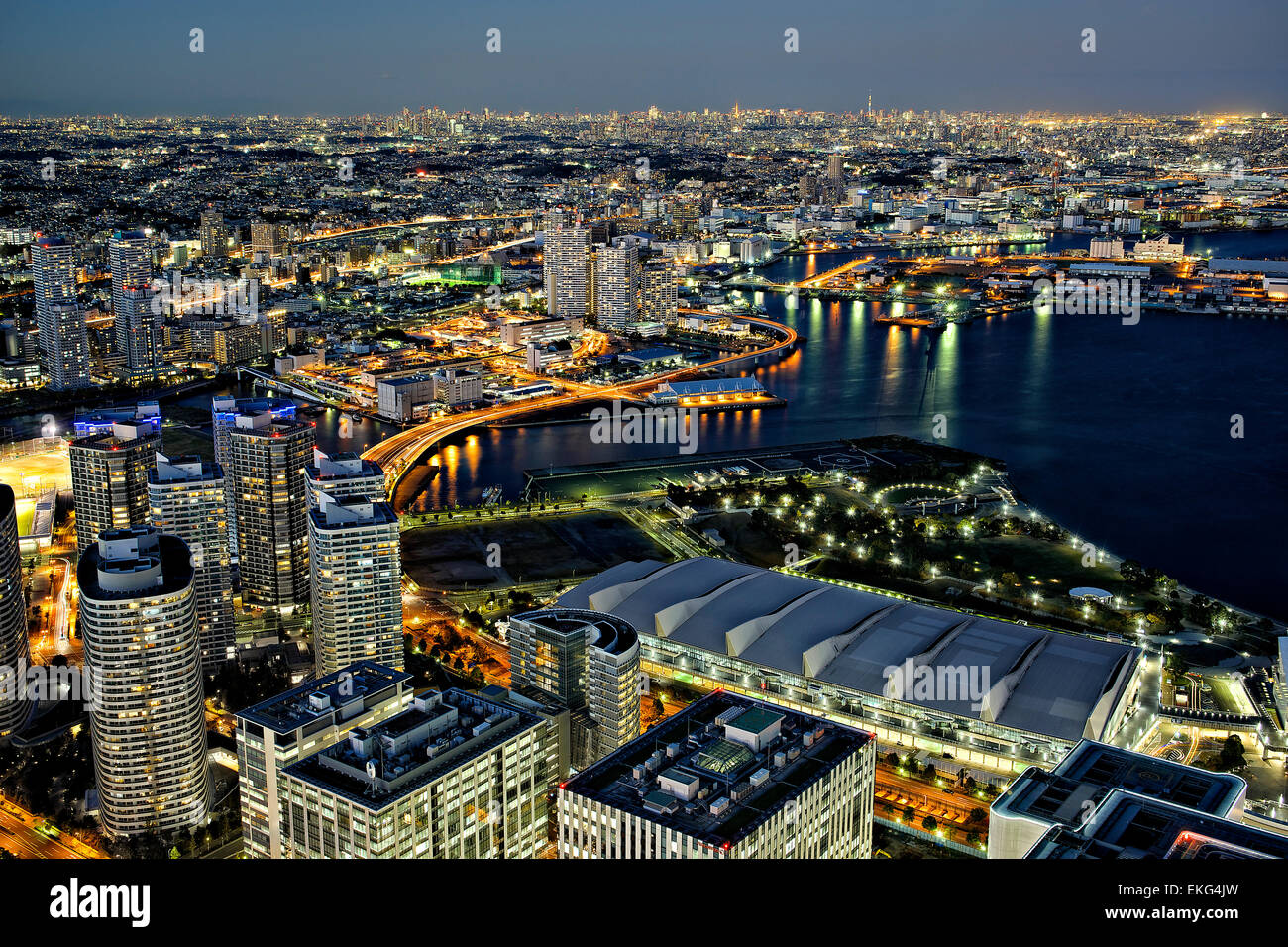 Giappone, isola di Honshu, Kanto, Yokohama, panoramica. Foto Stock