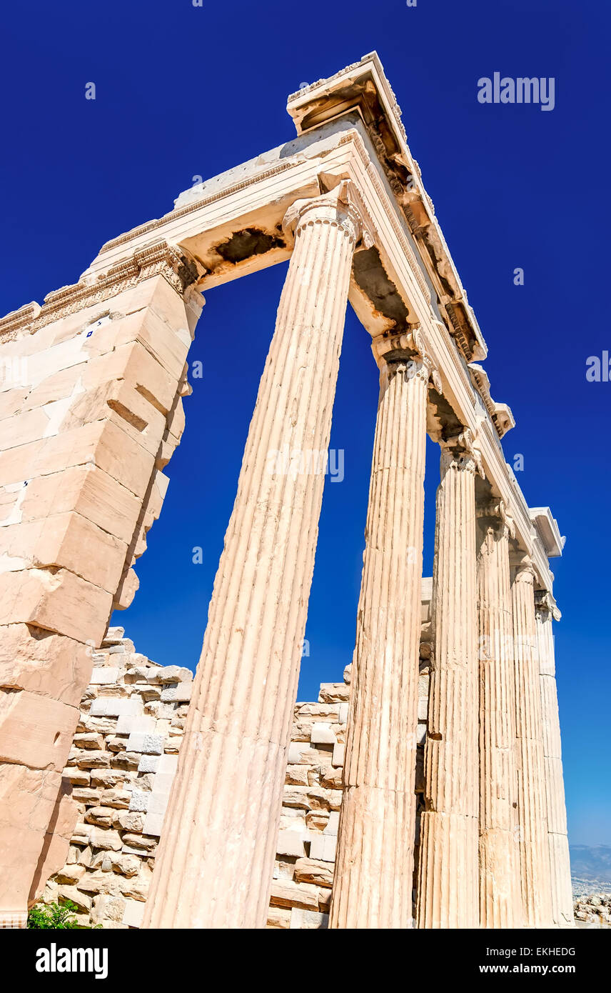 Eretteo sull'Acropoli, una delle antiche civiltà greca templi. Atene, greco Foto Stock