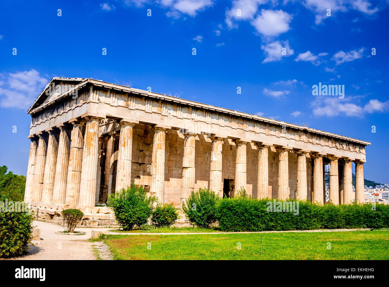 Atene, Grecia. Tempio di Efesto, Hephaisteion, dorico rovine situato sul lato nord-ovest dell'agorà di Atene Foto Stock