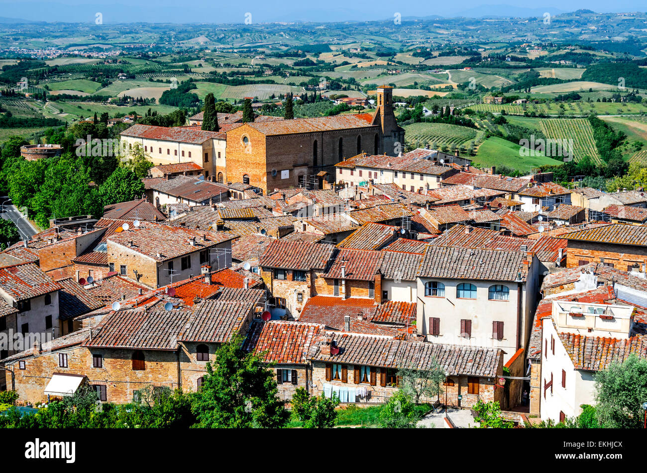San Gimignano, Toscana. Medievale città murata, noto per le sue belle torri, il principale punto di riferimento toscano dell'Italia. Foto Stock