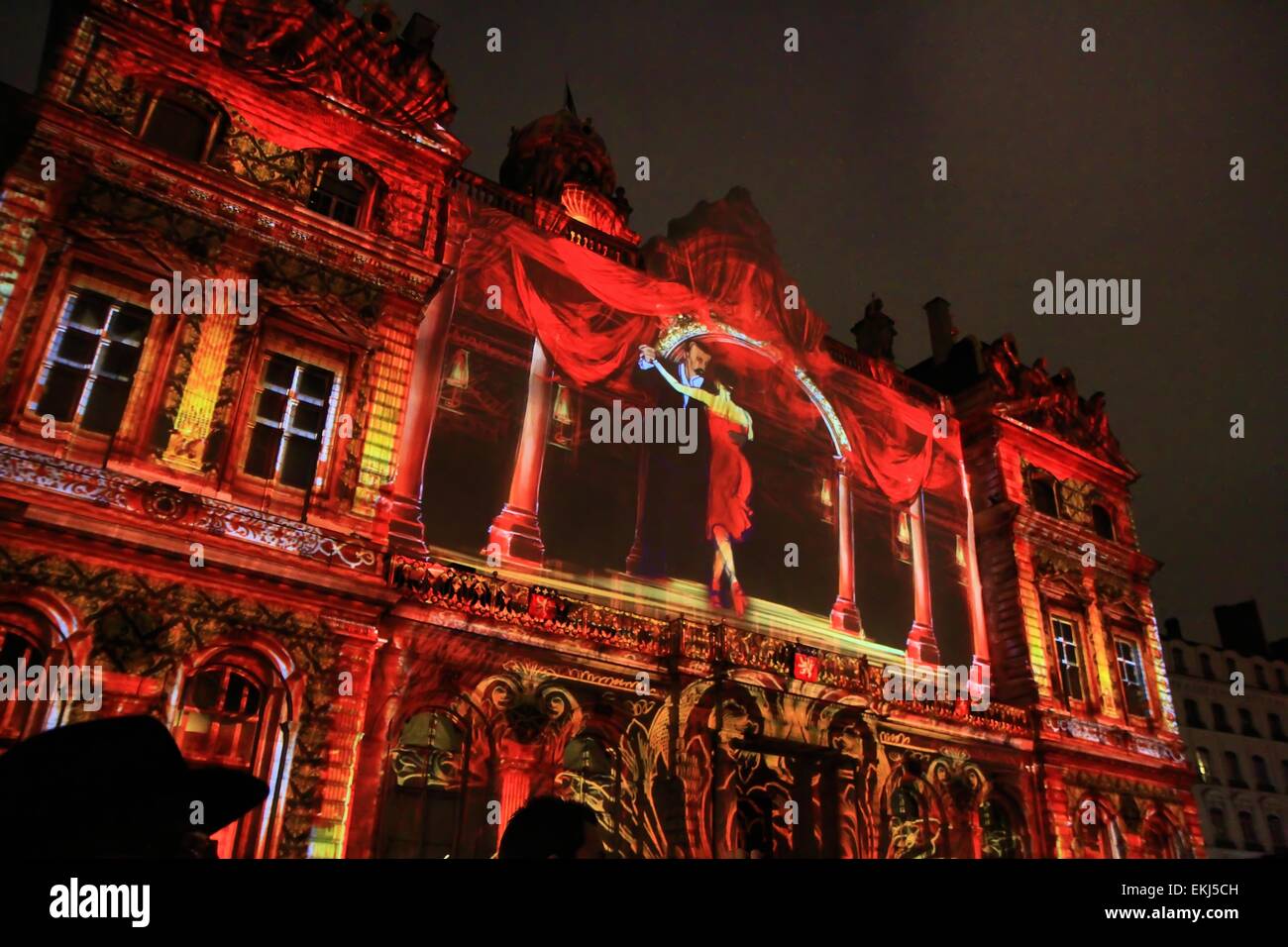 Festival delle luci, Place des Terreaux a Lione, Francia Foto Stock