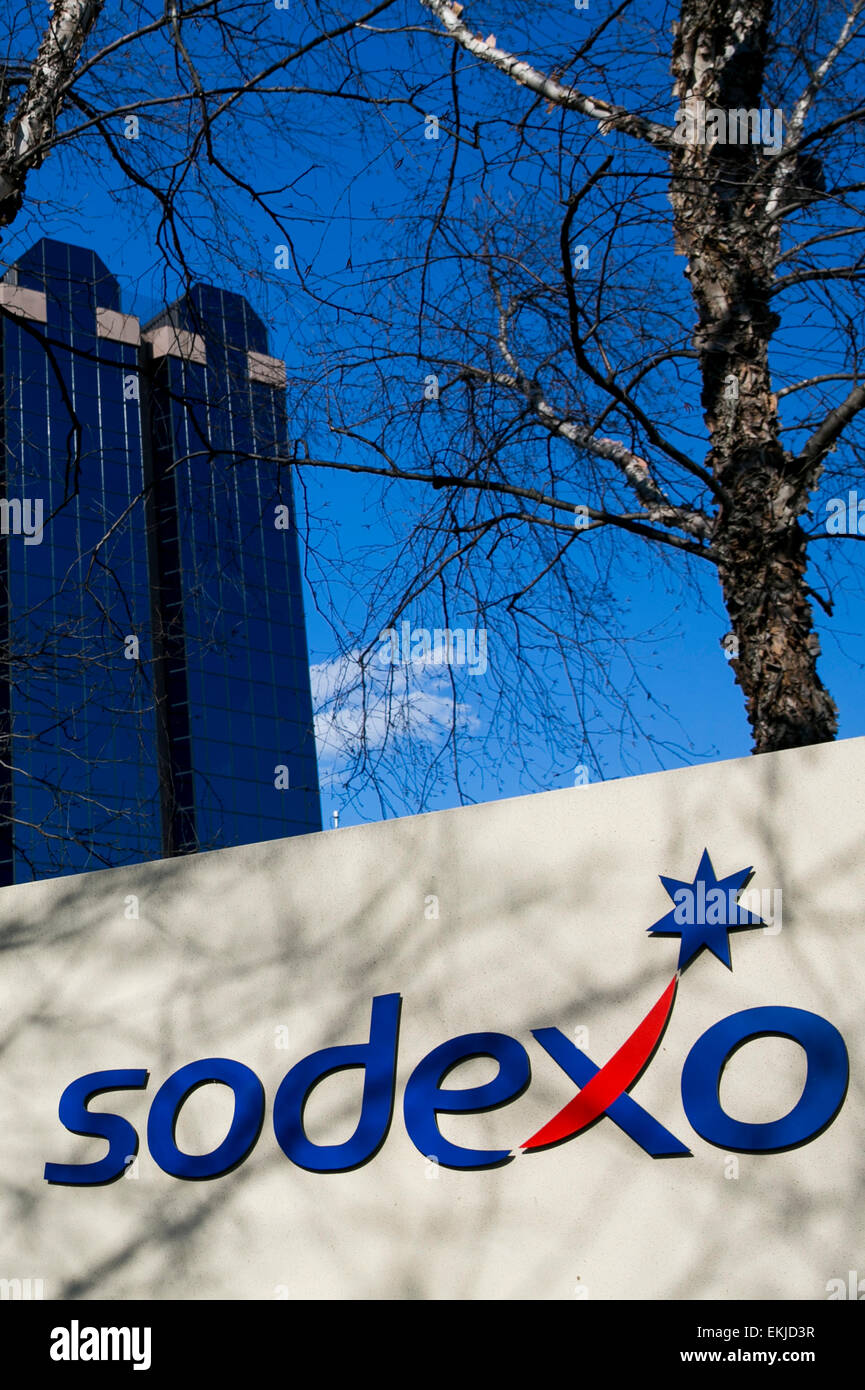 Un logo segno al di fuori della sede centrale negli Stati Uniti di Sodexo. Foto Stock