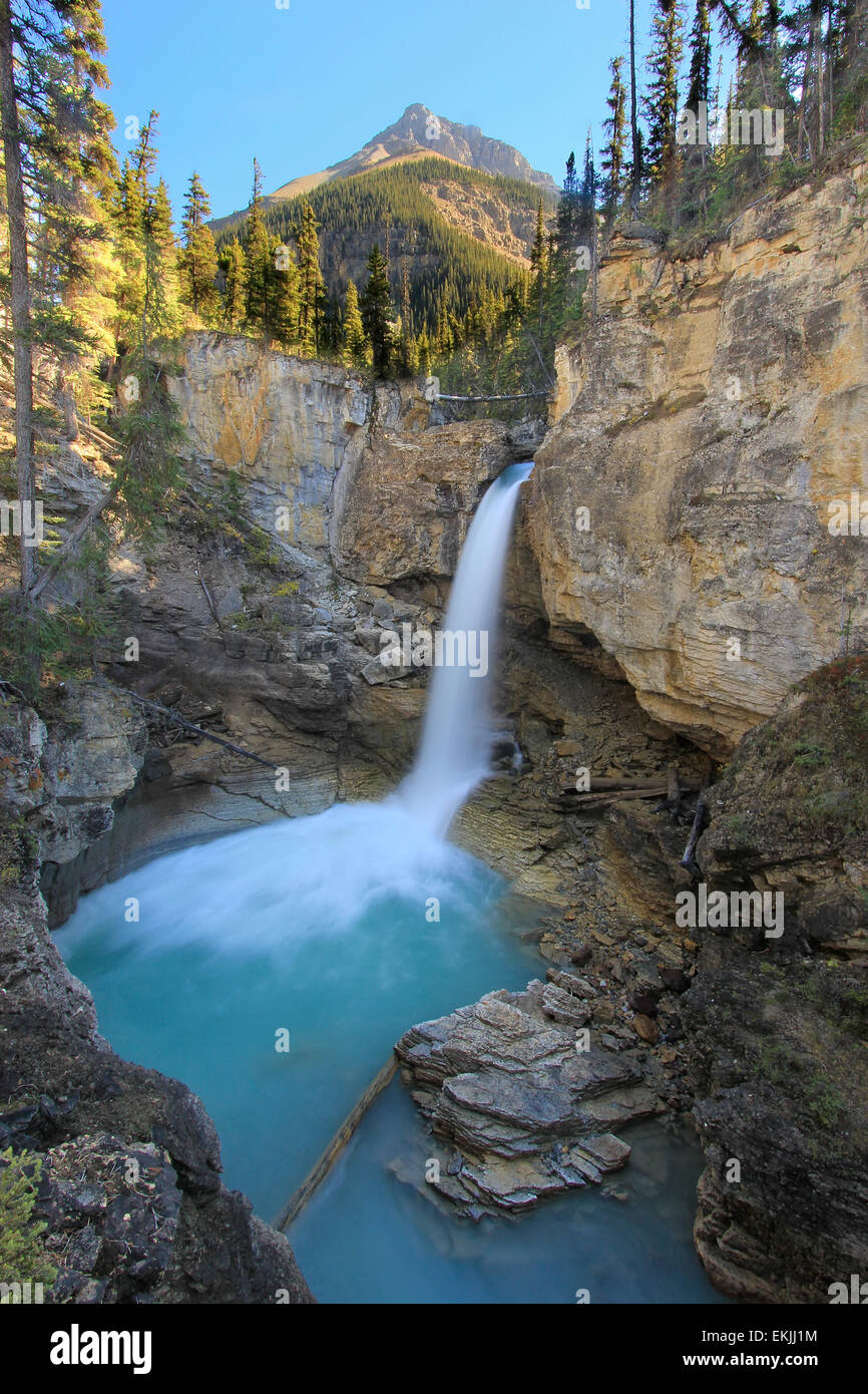 Stanley cade nella bellezza creek canyon, il parco nazionale di Jasper, Alberta, Canada Foto Stock