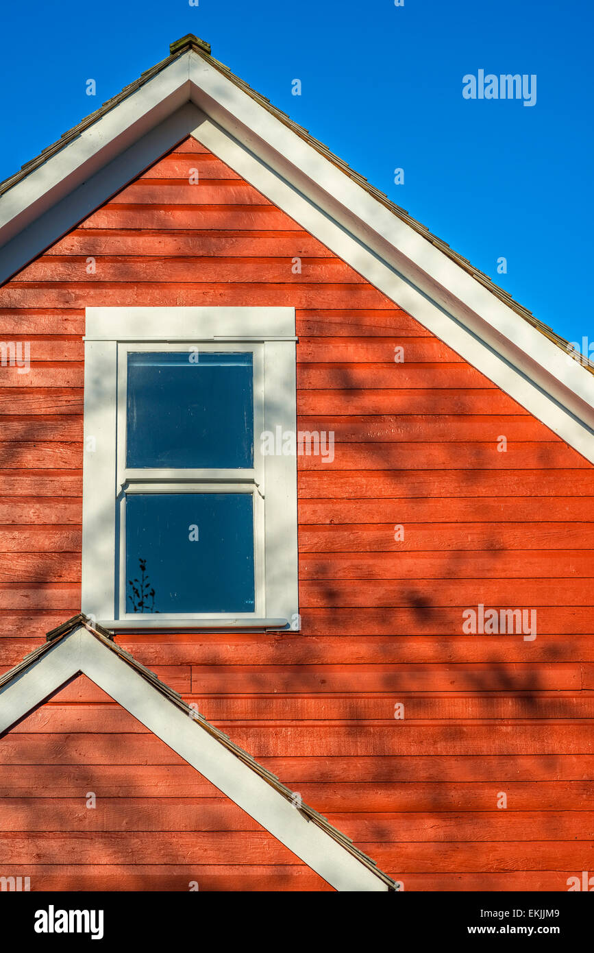 Close-up di una delle abitazioni storiche al bellissimo villaggio di Steveston in Richmond, British Columbia, Canada Foto Stock