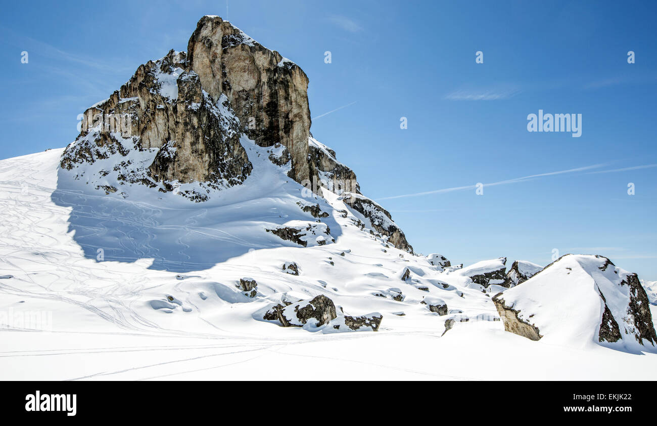 Sciare a La Plagne sulle Alpi francesi Francia Foto Stock