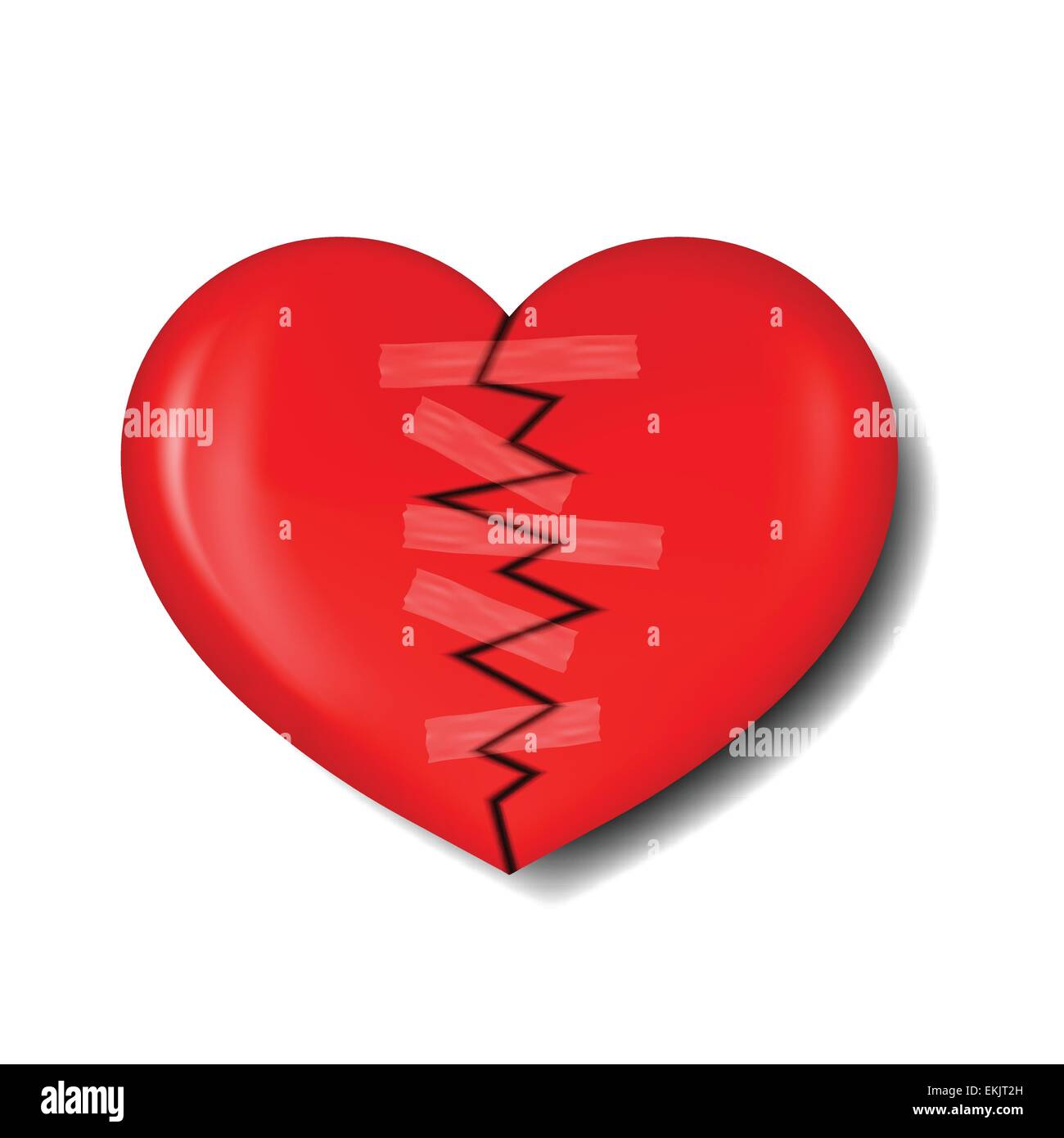 Illustrazione di cuore spezzato con gesso per la riparazione Illustrazione Vettoriale