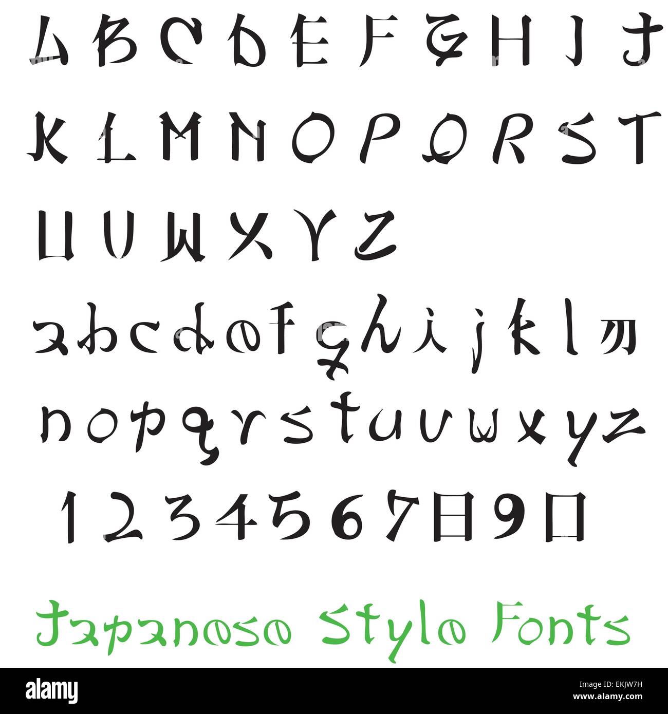 Alfabeto. Lettere dell'alfabeto in stile Giapponese Immagine e Vettoriale -  Alamy