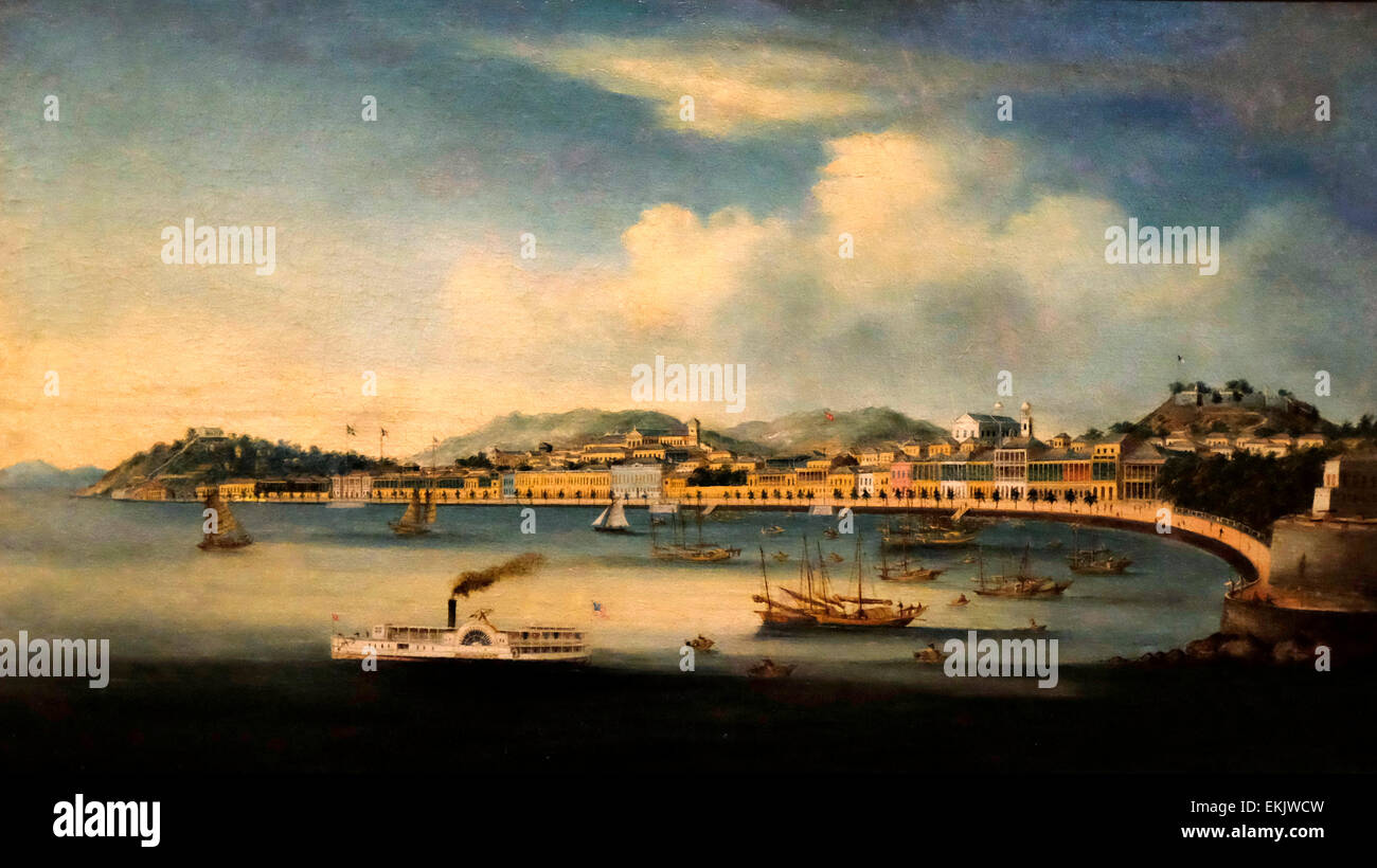 La Praia Grande, Macao, circa 1880 Foto Stock