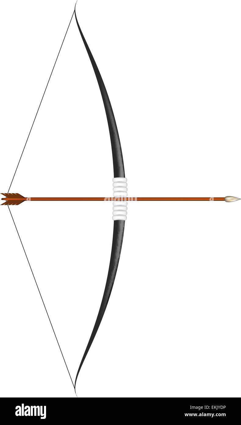 Nero arco e frecce su sfondo bianco Illustrazione Vettoriale
