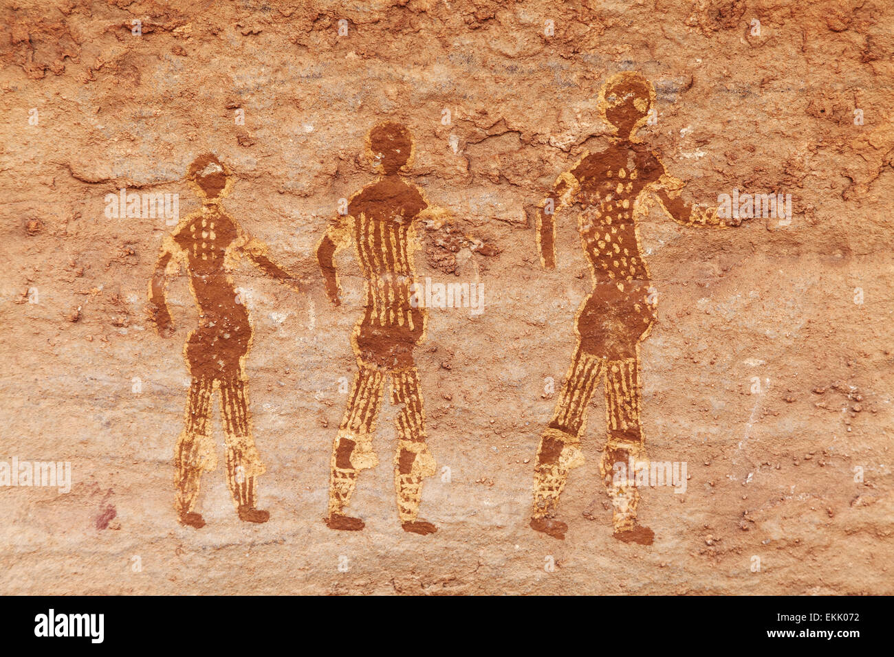 Famoso preistorico di pitture rupestri del Tassili N'Ajjer, Algeria Foto Stock