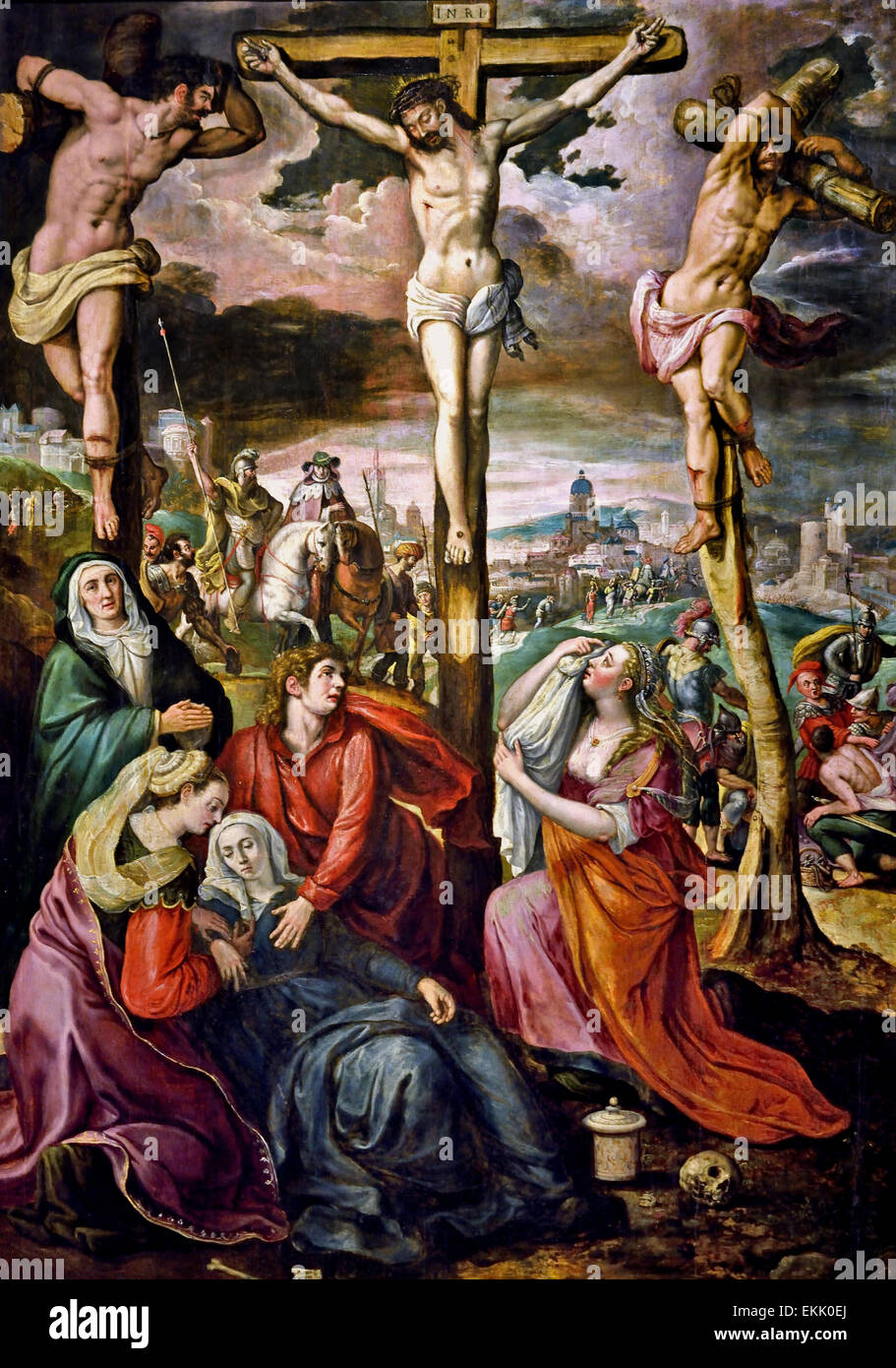 Trittico della crocifissione di Cristo 1569 Marten de Vos 1532-1603 Anversa belga fiamminga del Belgio ( dettaglio ) Foto Stock