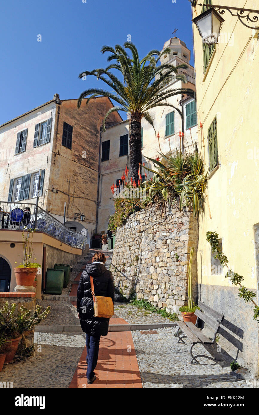 Il centro storico di Cervo, Liguria Foto Stock