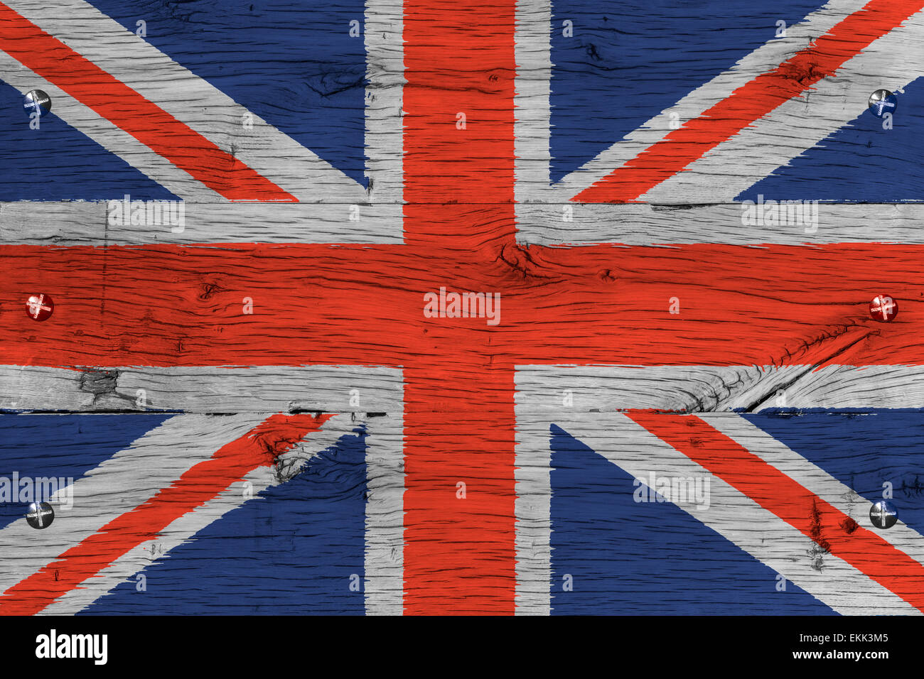 Regno Unito (UK) bandiera dipinta su un muro di mattoni. Concetto di immagine per la Gran Bretagna, britannico, Inghilterra, inglese lingua e cultura Foto stock