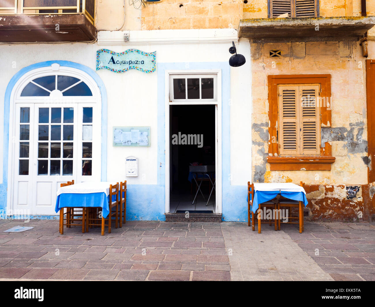 Ristorante Acquapazza - Marsaxlokk, Malta Foto Stock