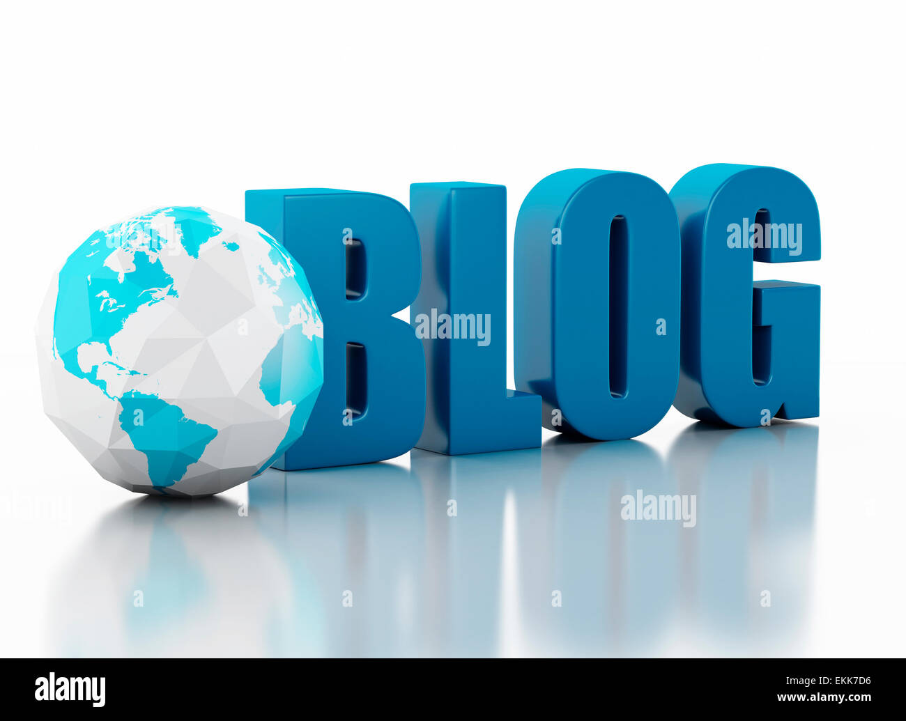 Immagine 3d. blog e bassa poli globo terrestre. Le comunicazioni di rete del concetto. Isolato sfondo bianco Foto Stock