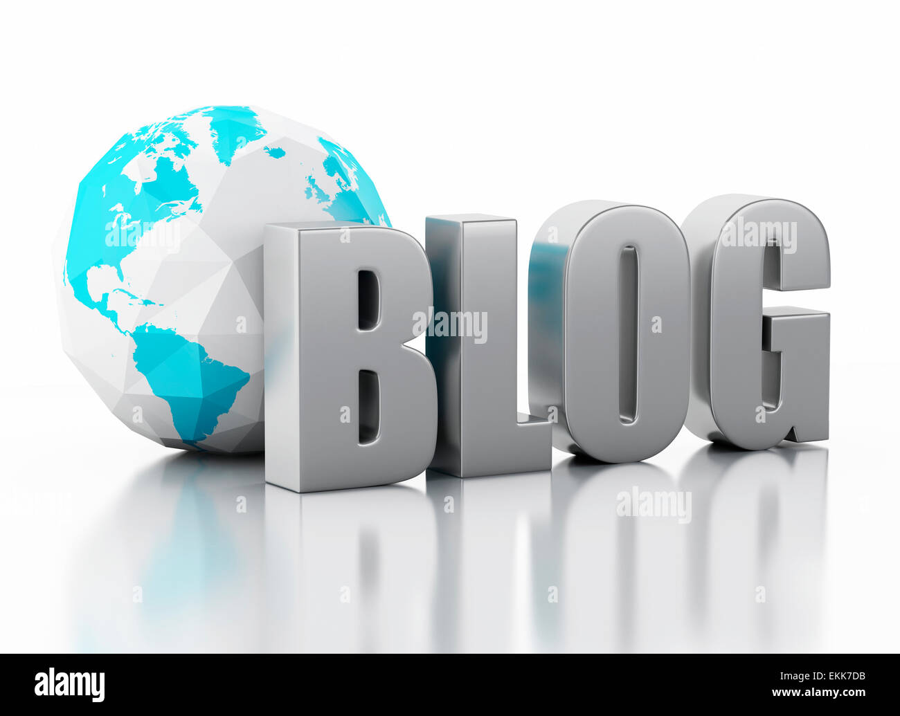 Immagine 3d. blog e bassa poli globo terrestre. Le comunicazioni di rete del concetto. Isolato sfondo bianco Foto Stock