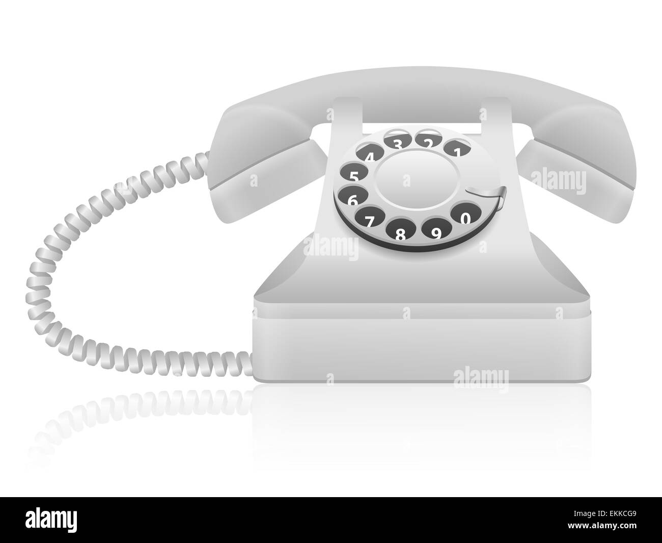 Telefono grigio su uno sfondo bianco. Illustrazione Vettoriale. Foto Stock