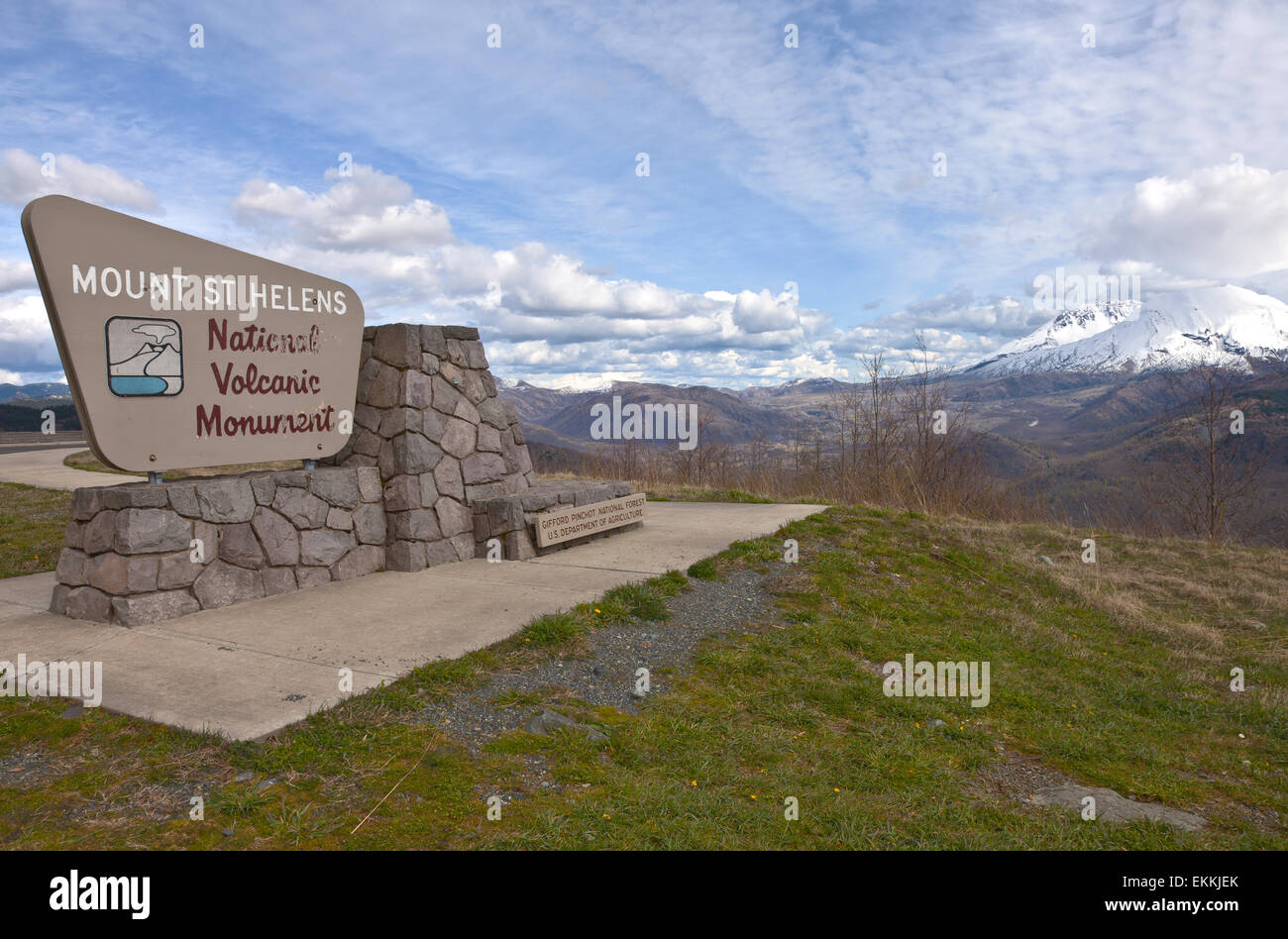 Segno posto a Mt. Sant'Elena parco dello stato nello stato di Washington. Foto Stock