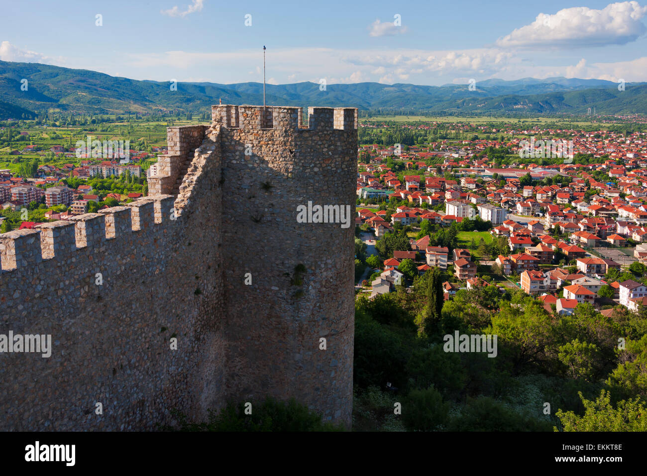 Lo Zar Samuil della fortezza con Ohrid cityscape, Ohrid, Repubblica di Macedonia Foto Stock