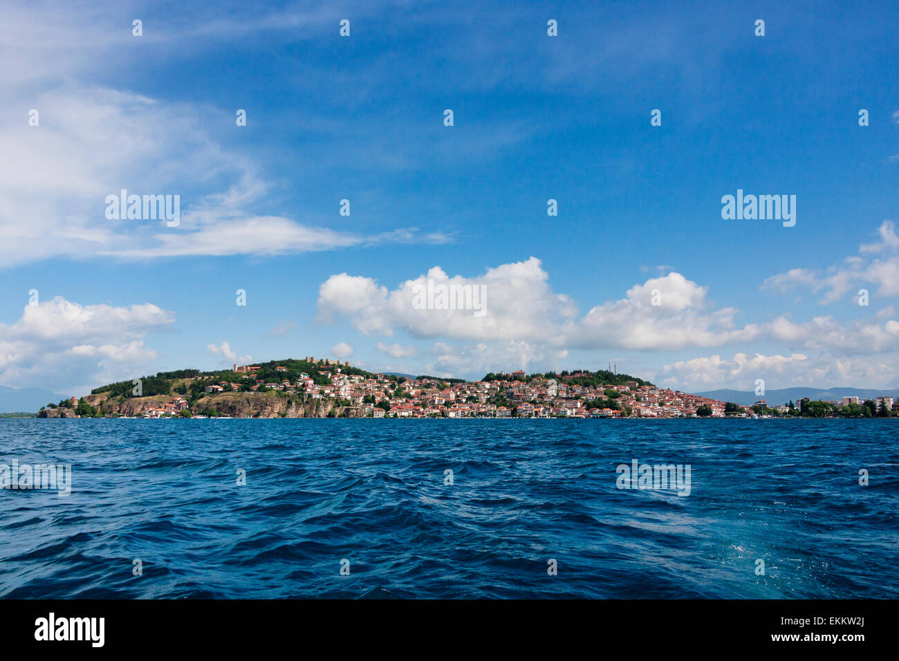 Ohrid cityscape sulle rive del lago di Ohrid, Repubblica di Macedonia Foto Stock