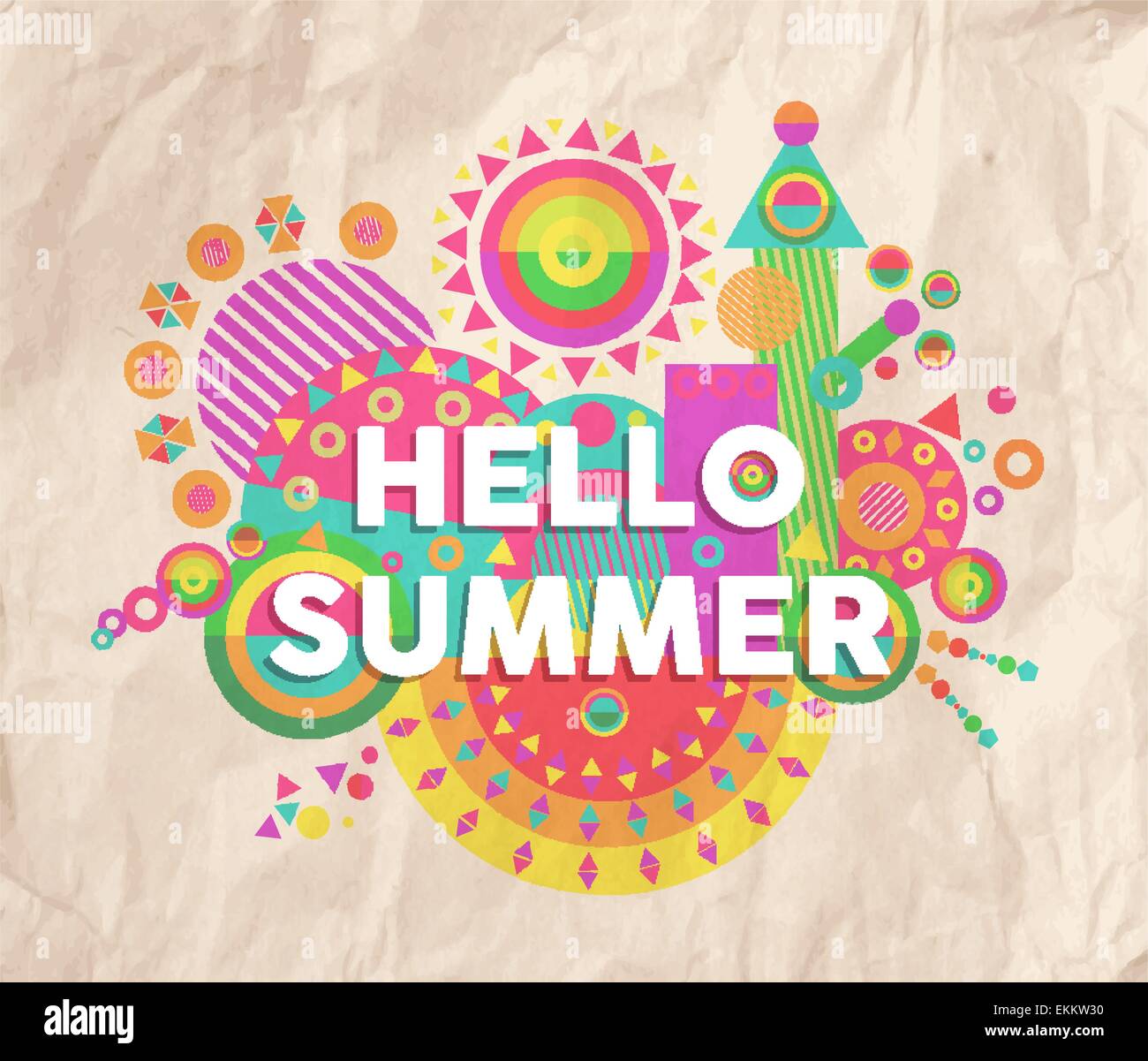 Ciao estate colorato Poster tipografia. Suscitando motivazione design preventivo. Ideale per vacanze e vacational campagna di marketing Illustrazione Vettoriale