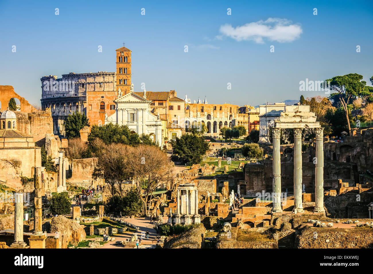 Forum e Colosseo a Roma Foto Stock