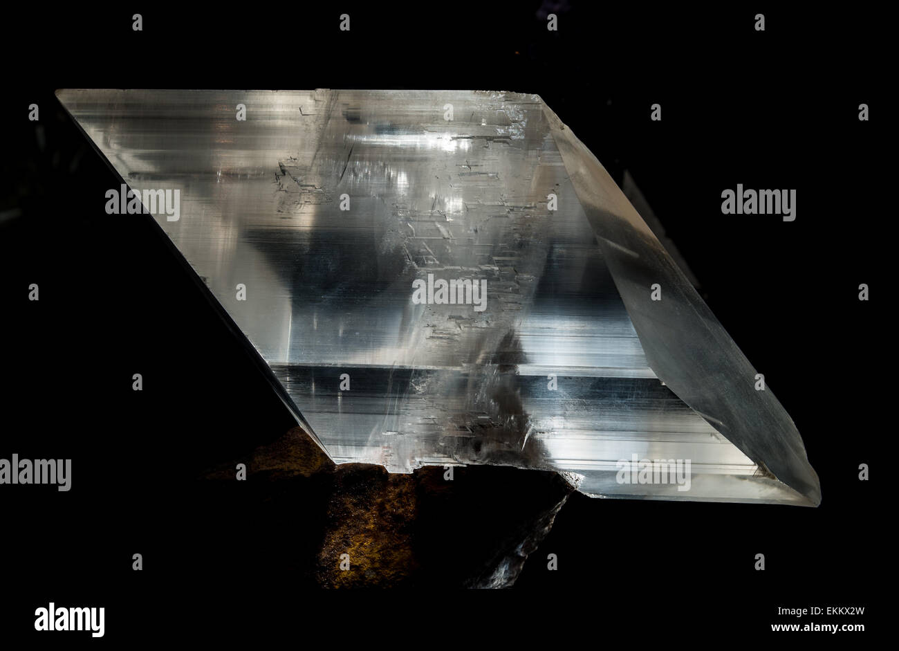 Cristallo di selenite, una varietà di minerale di gesso, solfato di calcio diidrato. Foto Stock