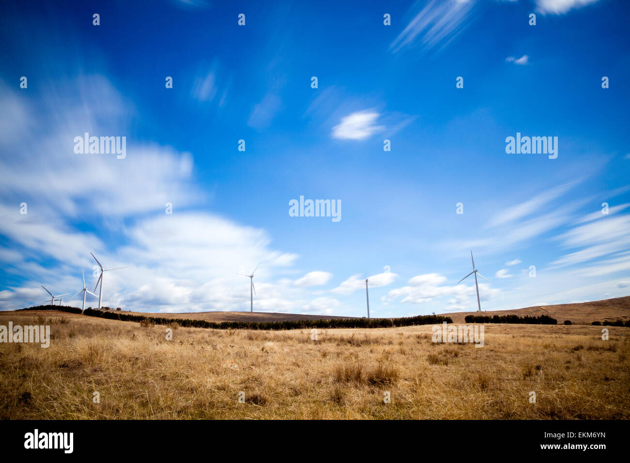 Immagine grandangolare di centrali eoliche in Australia Foto Stock