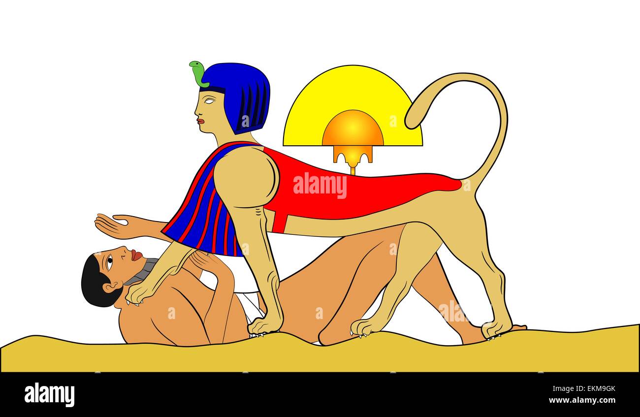 Sphinx e mancata guesser - illustrazioni delle creature mitiche di antico Egitto Illustrazione Vettoriale