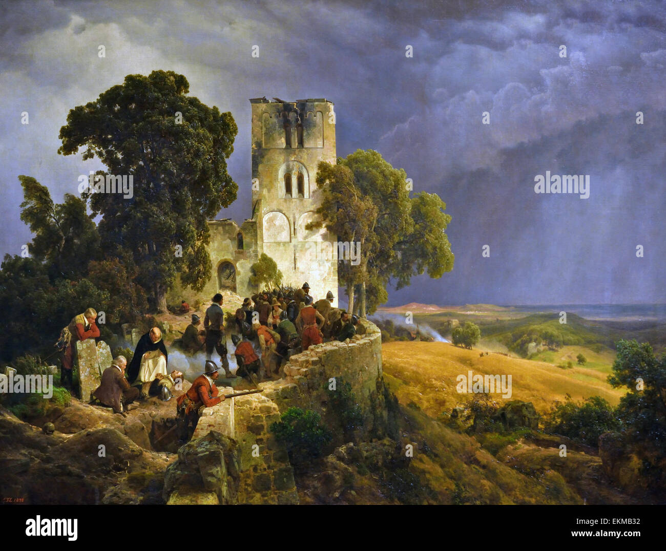 L assedio (difesa di un cortile della chiesa durante la guerra dei trenta anni 1848 Karl Friedrich Lessing (1808-1880) tedesco Germania Foto Stock