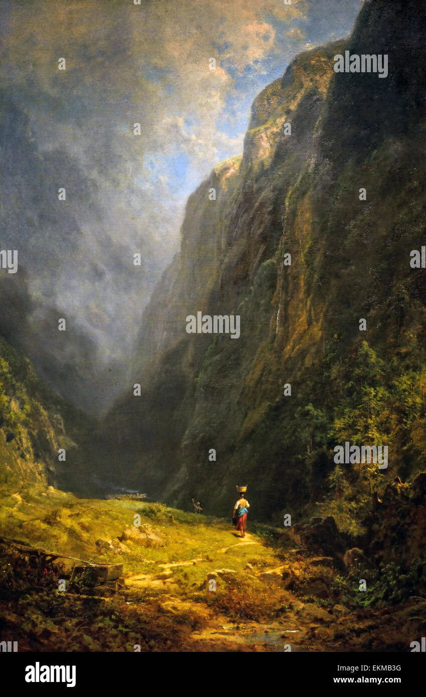 In Alpine Alta Valle in Mt. Wendelstein c. 1871 Carl Spitzweg ( 1808 - 1885) Tedesco romanticist pittore e poeta Germania Foto Stock