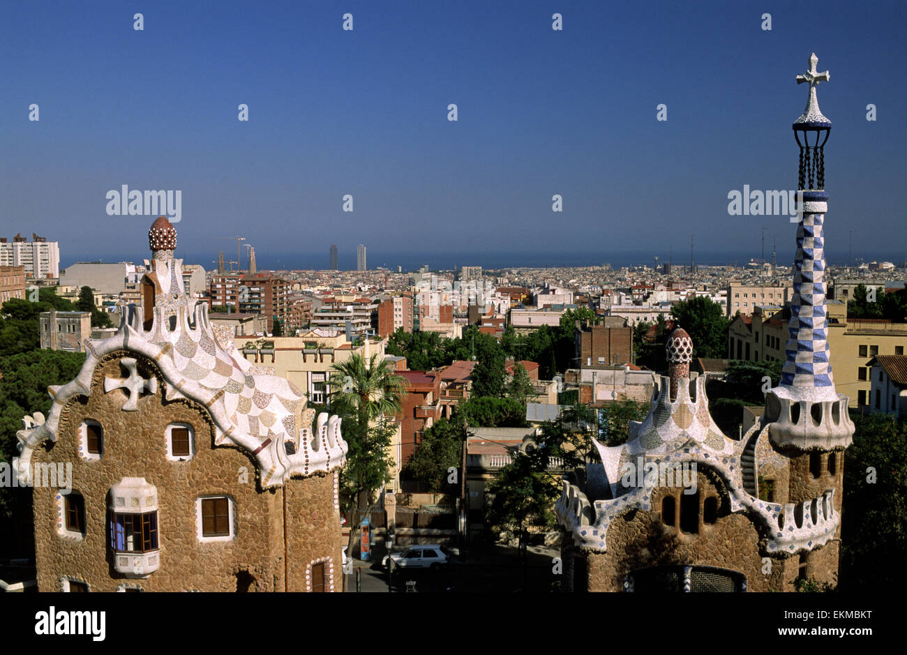 Spagna, Barcellona, Parc Güell, architetto Antoni Gaudì Foto Stock