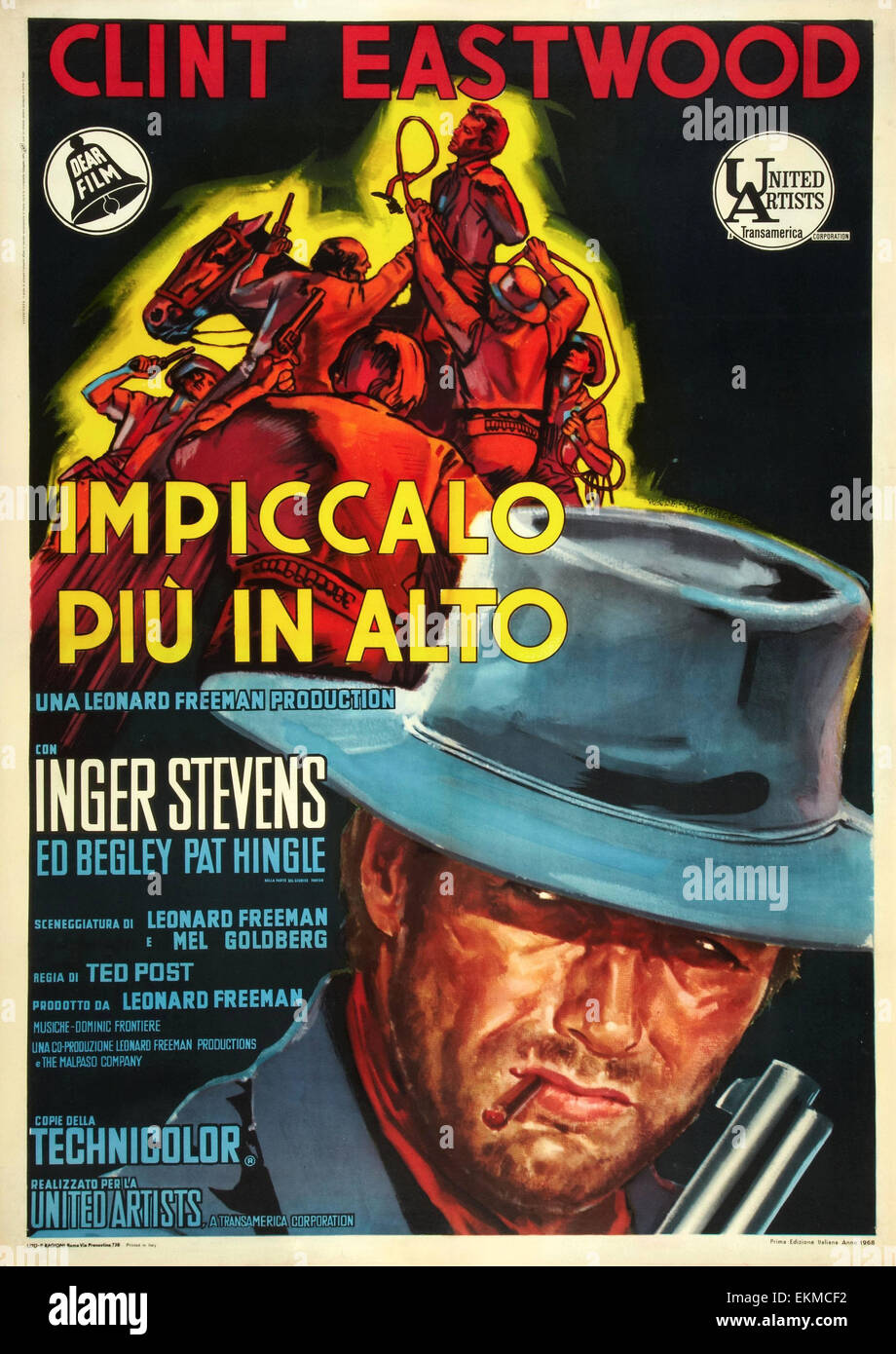 Un vecchio film italiano poster di 'hang 'Em High' 1968 Western americano film interpretato da Clint Eastwood Foto Stock