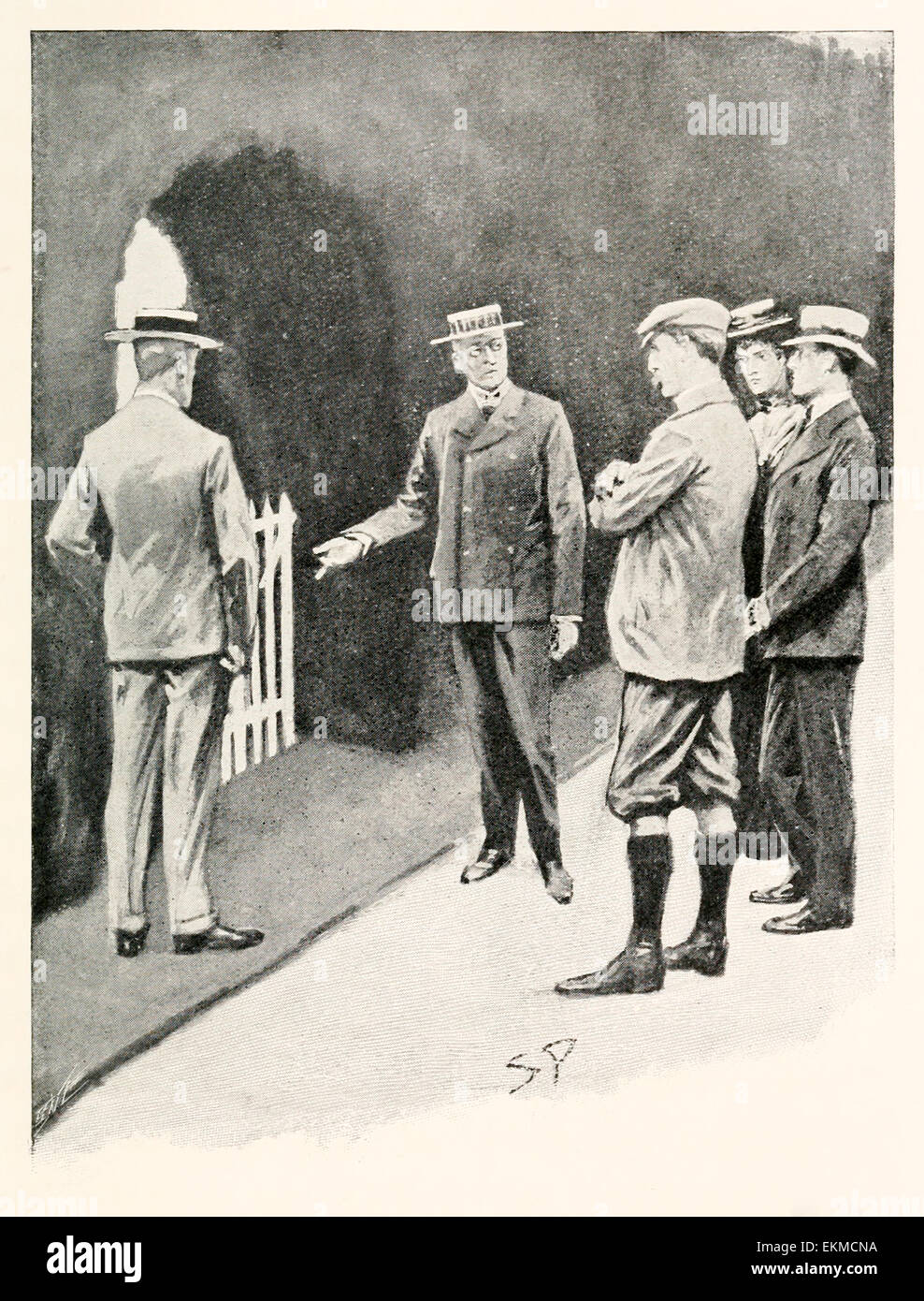 'L'Yew vicolo." - da "l'Hound del Baskervilles" di Arthur Conan Doyle (1859-1930). Illustrazione di Sidney Paget (1860-1908). Vedere la descrizione per maggiori informazioni. Foto Stock