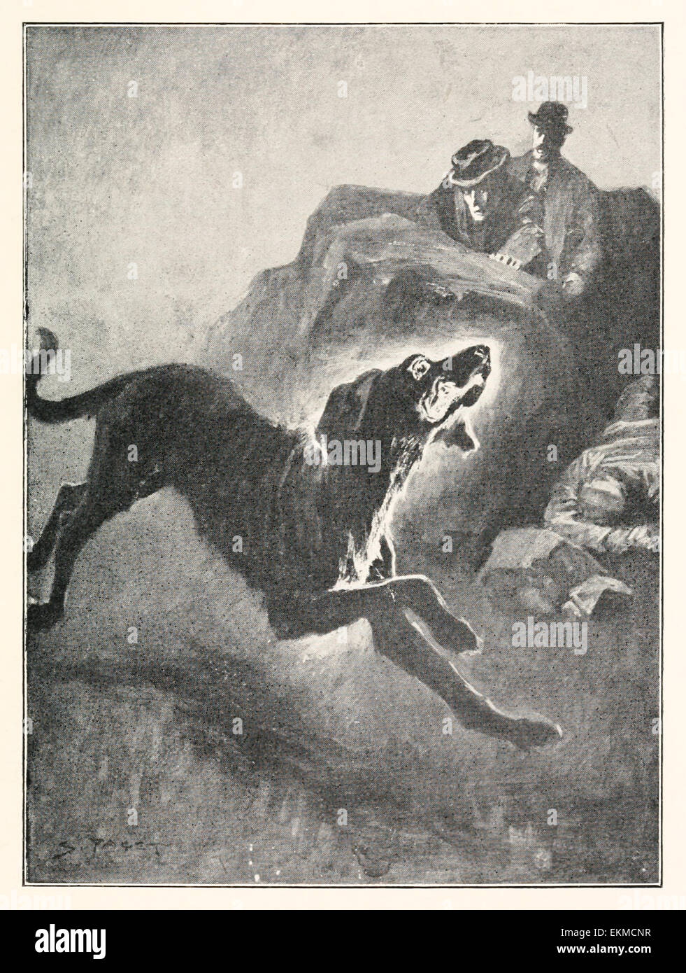 'L'Hound del Baskervilles' - da "l'Hound del Baskervilles" di Arthur Conan Doyle (1859-1930). Illustrazione di Sidney Paget (1860-1908). Vedere la descrizione per maggiori informazioni. Foto Stock