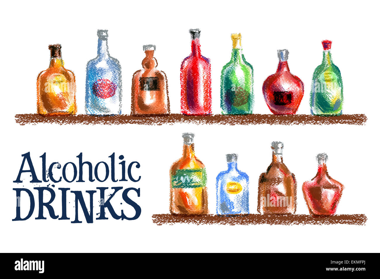 Collezione di bottiglie vector logo design modello. bere alcool o icona. Foto Stock
