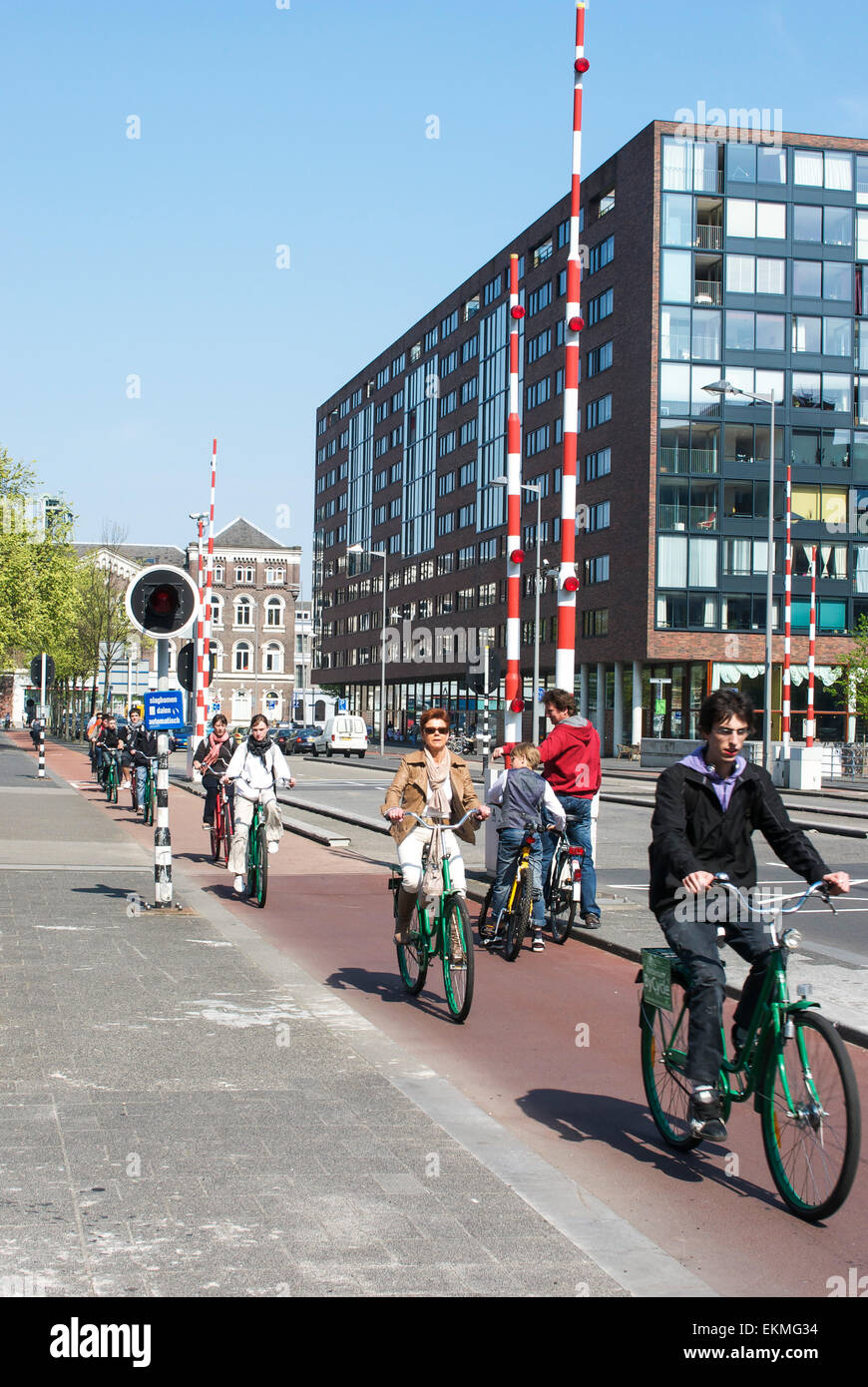 Un tour in bicicletta in gruppo di Rotterdam, Paesi Bassi. Foto Stock