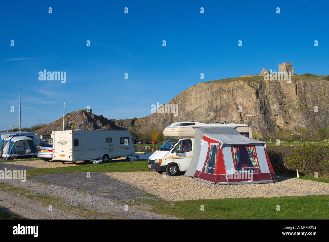 Caravan e camp site nella salita vicino a Weston-super-Mare North Somerset Foto Stock