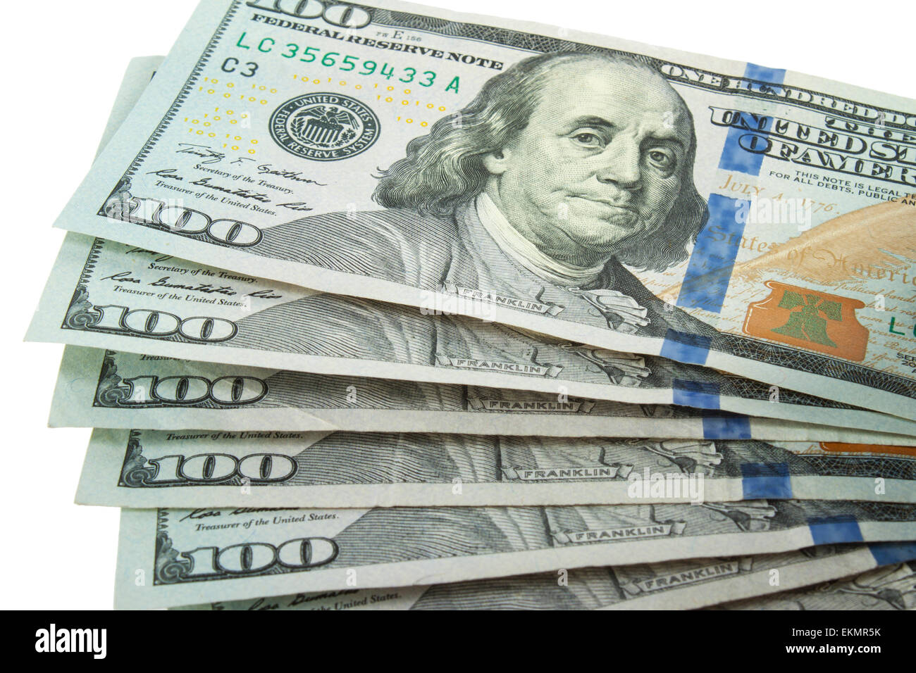 Stati Uniti banconote da cento dollari ventaglio Foto Stock