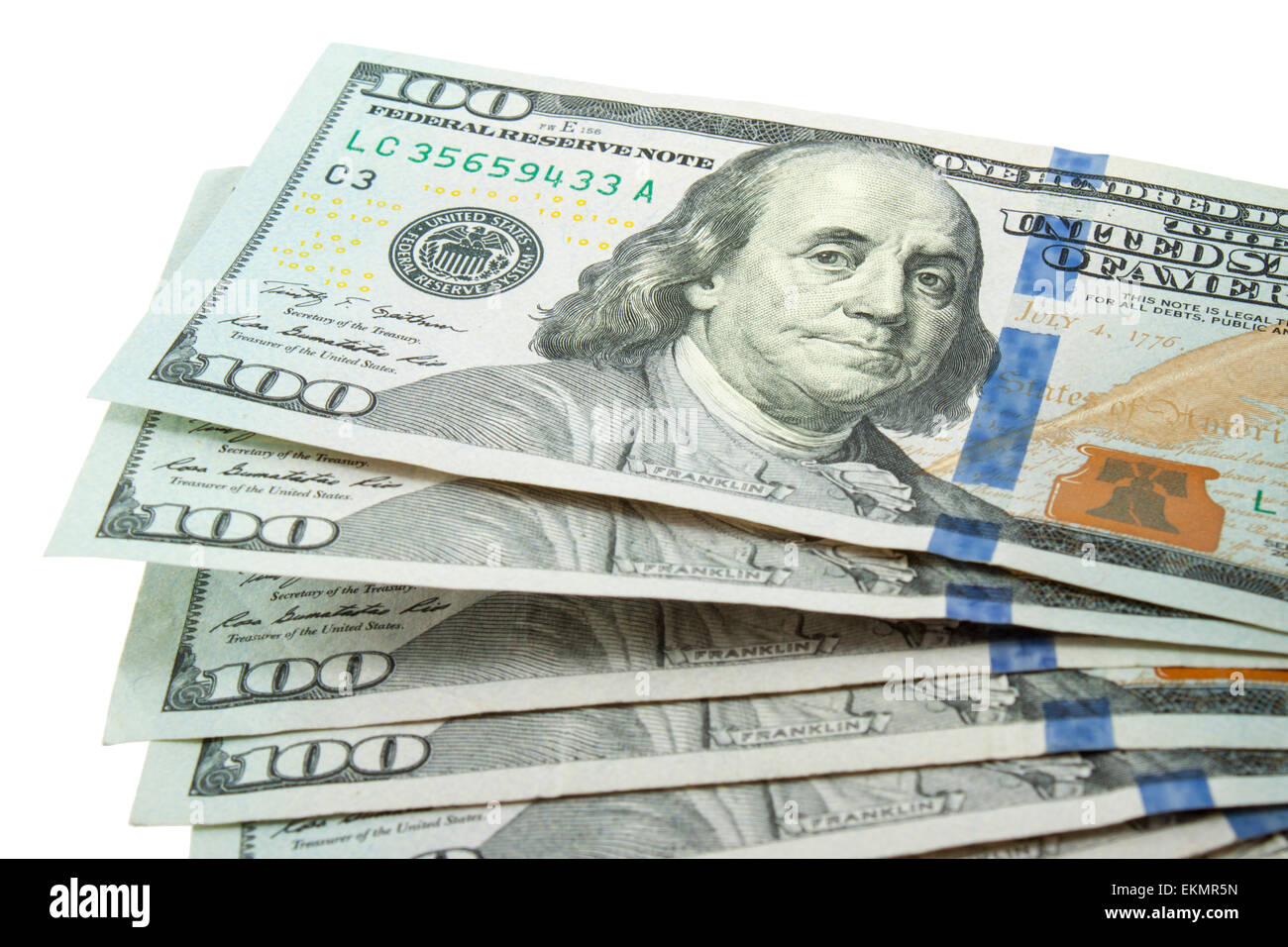 Stati Uniti banconote da cento dollari ventaglio Foto Stock