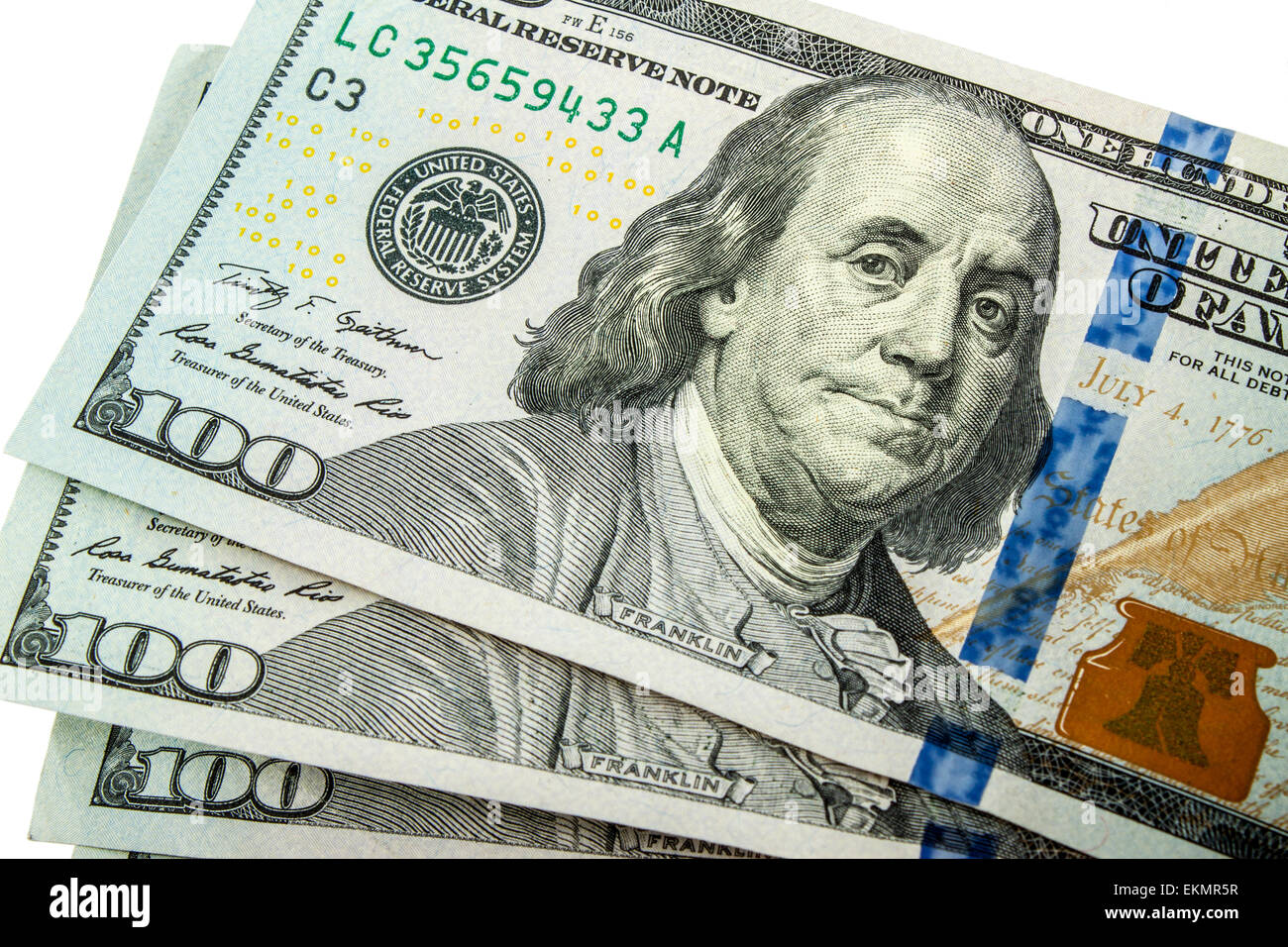 Stati Uniti banconote da cento dollari ventaglio Foto Stock