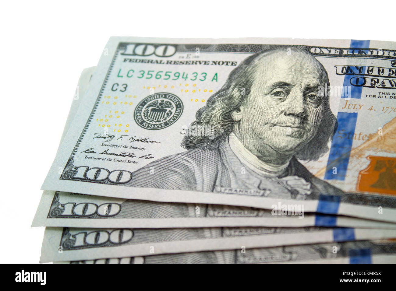 Stati Uniti banconote da cento dollari ventaglio Foto Stock
