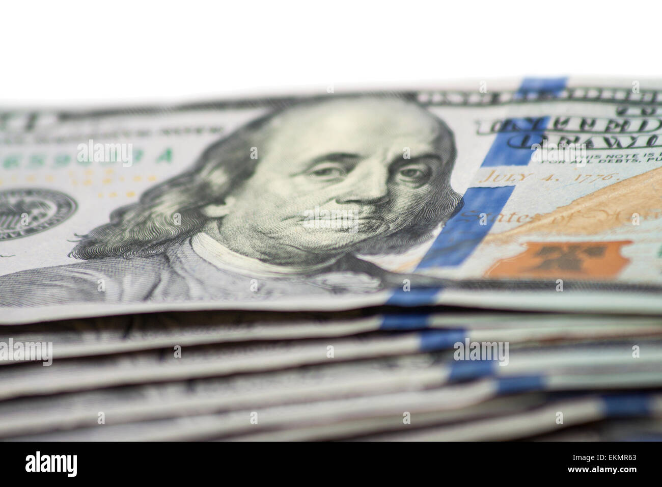 Stati Uniti banconote da cento dollari ventaglio Foto Stock