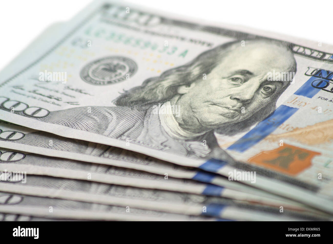 Stati Uniti banconote da cento dollari ventaglio Foto Stock