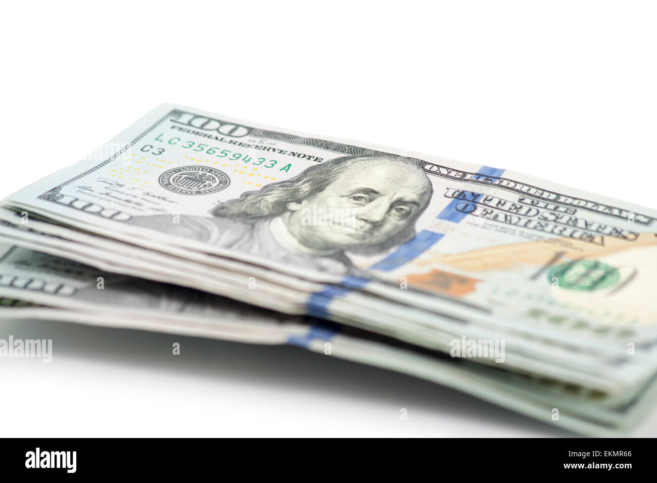 Stati Uniti banconote da cento dollari ventaglio Foto Stock