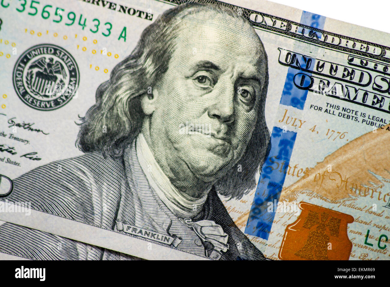 Stati Uniti banconote da cento dollari ventaglio Foto Stock