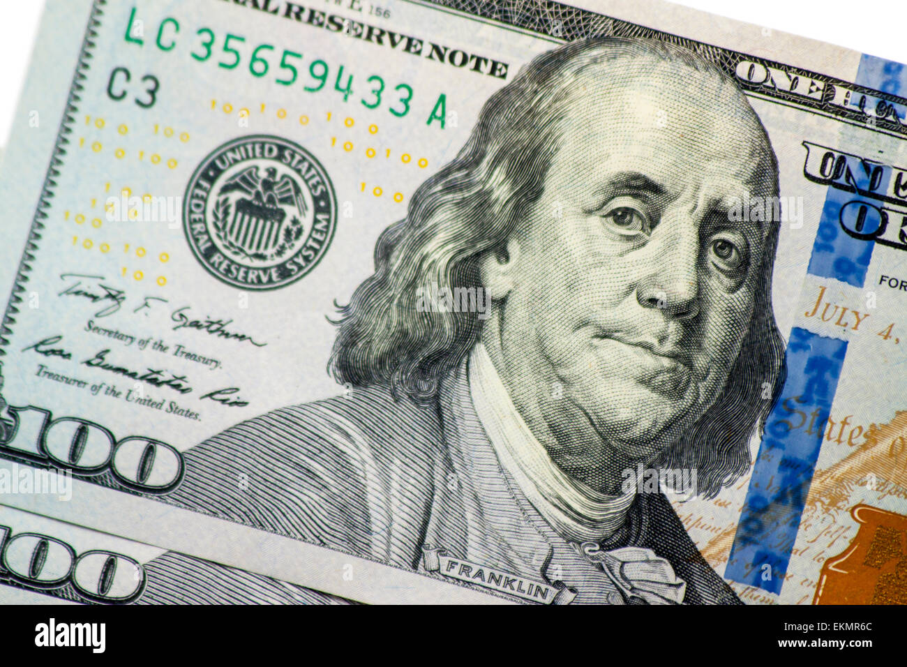 Stati Uniti banconote da cento dollari ventaglio Foto Stock