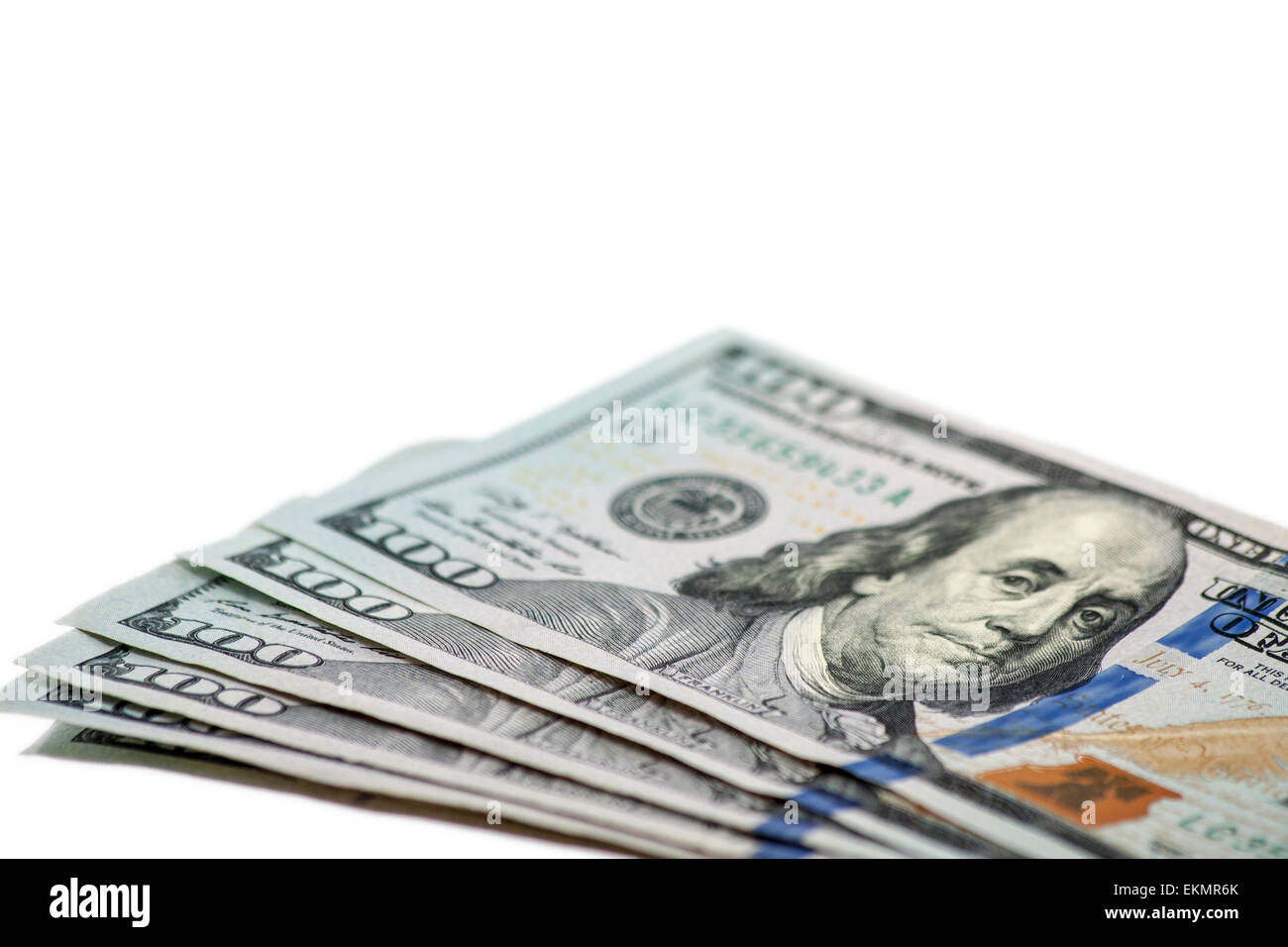 Stati Uniti banconote da cento dollari ventaglio Foto Stock